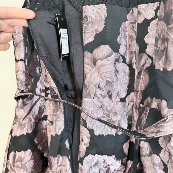 City Chic Arlette Dress Black Pink Floral Lace Midi Dress - Picture 6 of 7